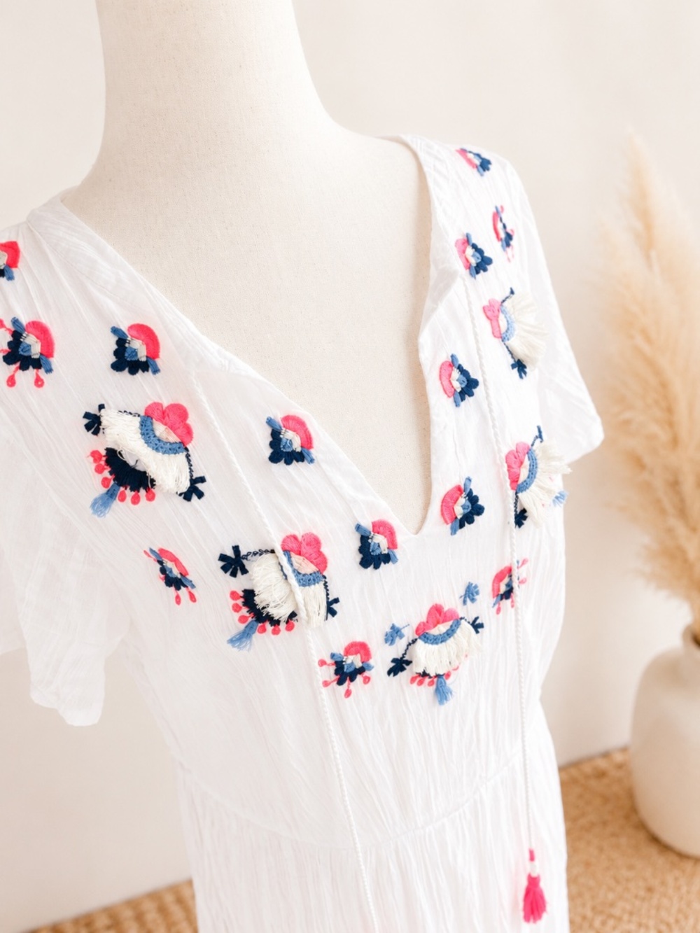 Boden Gauze Midi Dress with Embroidery and Tassel details - Picture 6 of 14